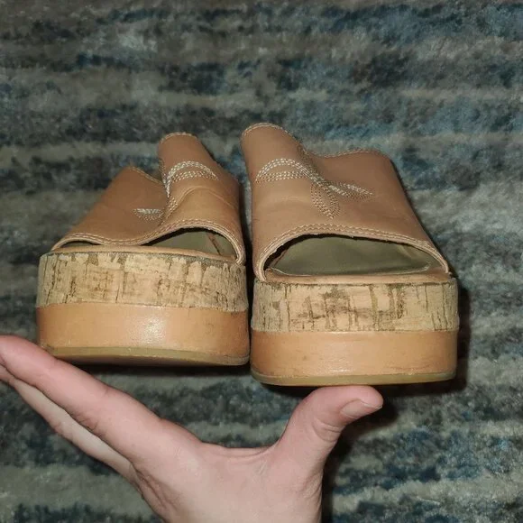 Vintage American Eagle Tan Wedges || sz 8.5 GUC - Picture 2 of 13